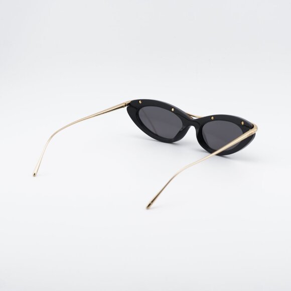 Loewe LW40166I 01A Sunglasses Shiny Black/Gold Cat Eye Frame, Grey Lenses main image 4